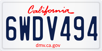CA license plate 6WDV494