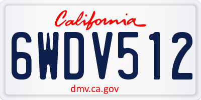 CA license plate 6WDV512