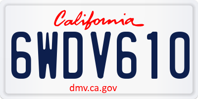 CA license plate 6WDV610