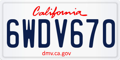 CA license plate 6WDV670