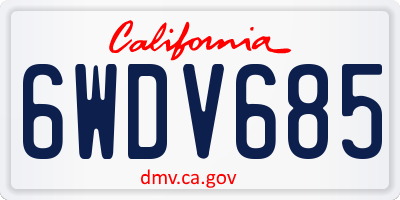 CA license plate 6WDV685