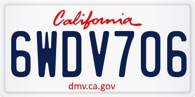 CA license plate 6WDV706