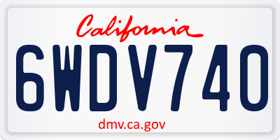 CA license plate 6WDV740