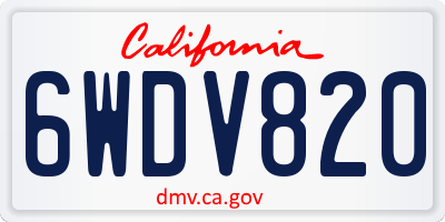 CA license plate 6WDV820