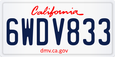 CA license plate 6WDV833
