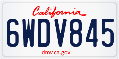 CA license plate 6WDV845