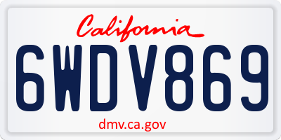 CA license plate 6WDV869