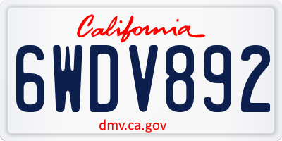 CA license plate 6WDV892