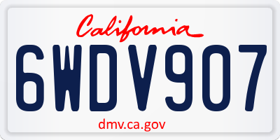CA license plate 6WDV907