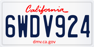 CA license plate 6WDV924