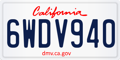 CA license plate 6WDV940
