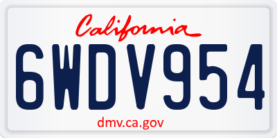 CA license plate 6WDV954