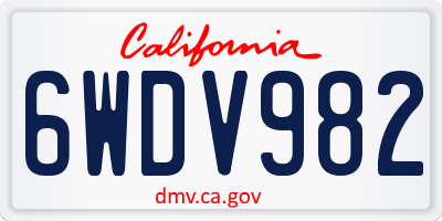 CA license plate 6WDV982