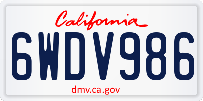 CA license plate 6WDV986