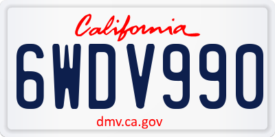 CA license plate 6WDV990