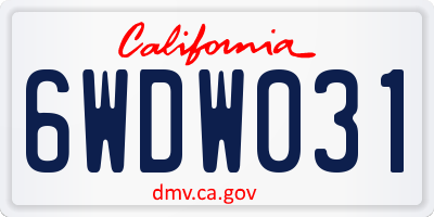 CA license plate 6WDW031