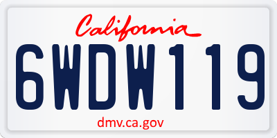 CA license plate 6WDW119