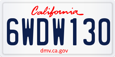 CA license plate 6WDW130