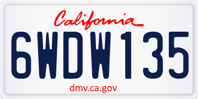 CA license plate 6WDW135