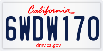 CA license plate 6WDW170