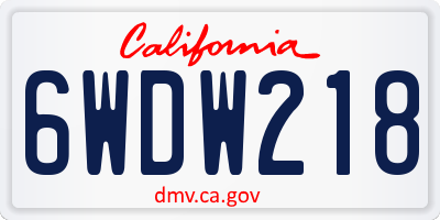 CA license plate 6WDW218
