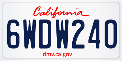 CA license plate 6WDW240