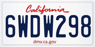 CA license plate 6WDW298