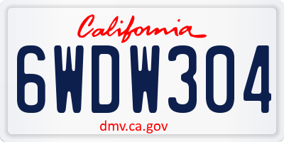 CA license plate 6WDW304