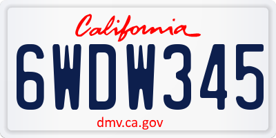 CA license plate 6WDW345