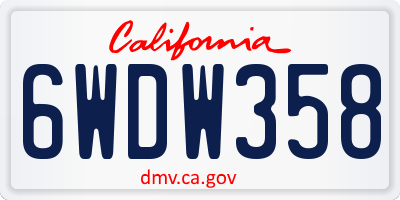 CA license plate 6WDW358