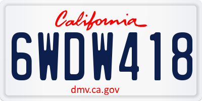 CA license plate 6WDW418