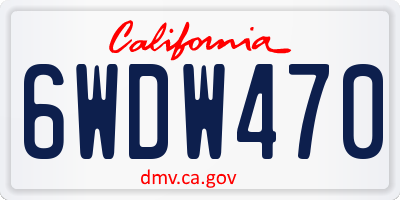 CA license plate 6WDW470