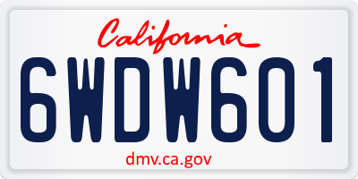 CA license plate 6WDW601