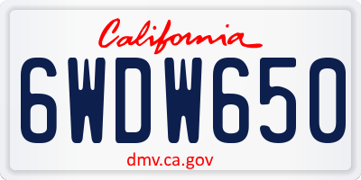 CA license plate 6WDW650