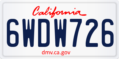 CA license plate 6WDW726