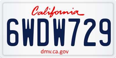 CA license plate 6WDW729