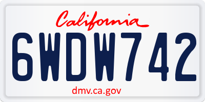 CA license plate 6WDW742