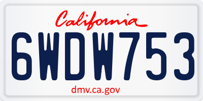 CA license plate 6WDW753