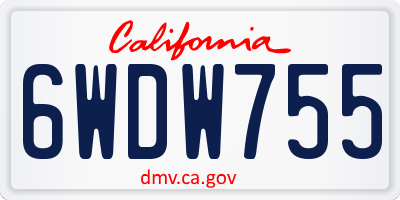 CA license plate 6WDW755