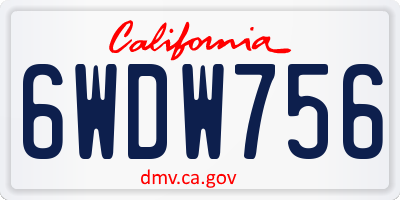 CA license plate 6WDW756