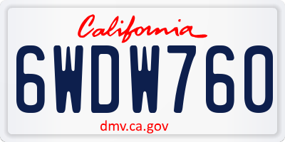 CA license plate 6WDW760