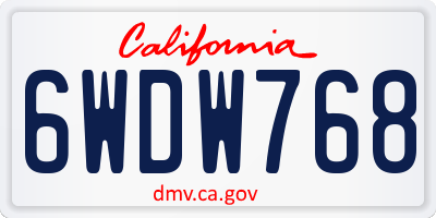 CA license plate 6WDW768
