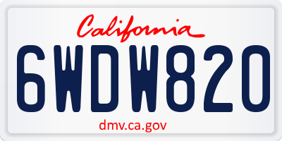 CA license plate 6WDW820