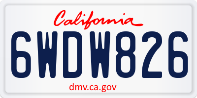 CA license plate 6WDW826