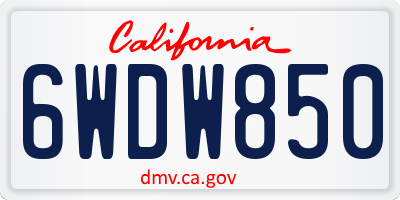 CA license plate 6WDW850