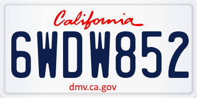 CA license plate 6WDW852