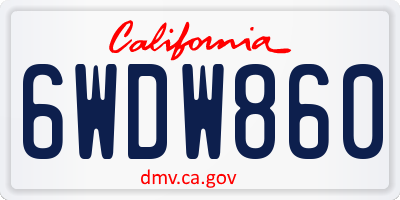 CA license plate 6WDW860