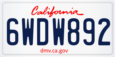CA license plate 6WDW892
