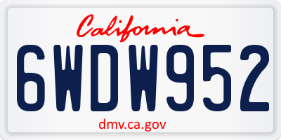 CA license plate 6WDW952