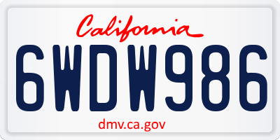 CA license plate 6WDW986